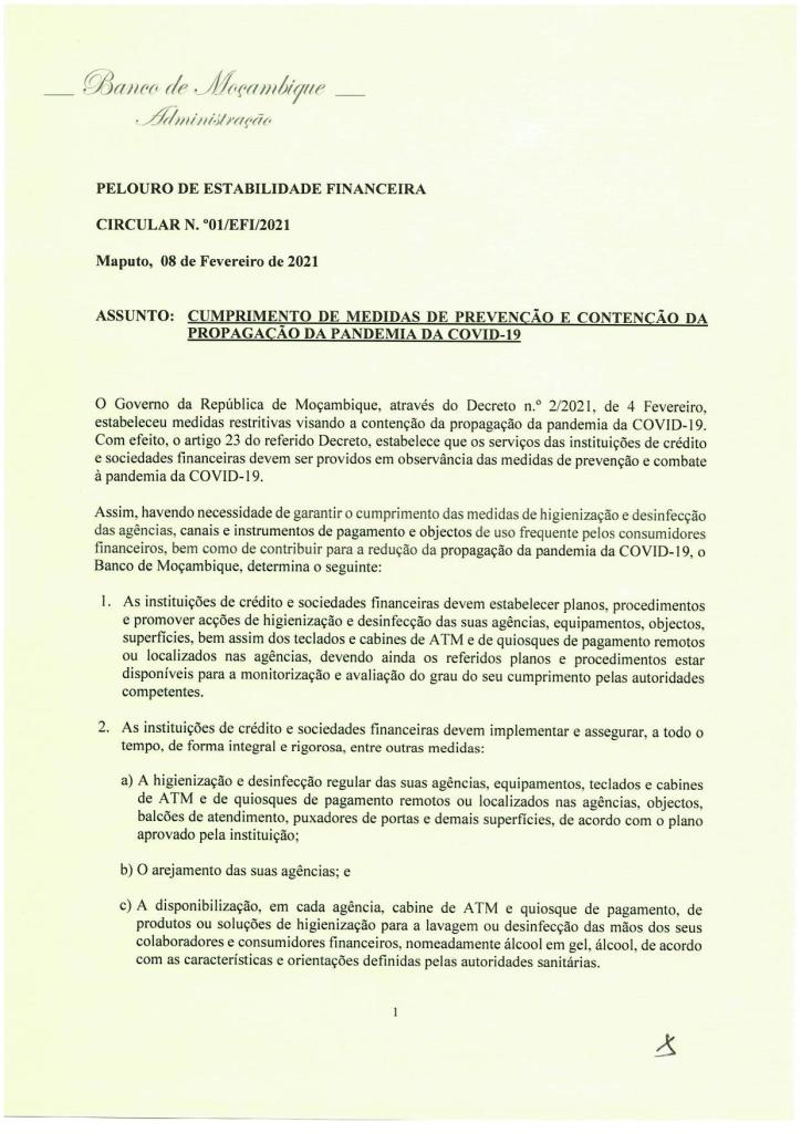 Banco de Moçambique – Medidas de contenção e propagação da pandemia de  covid19 – 258Law – Ordenamento jurídico moçambicano em tempos de Estado de  Emergência e de Calamidade decorrentes da covid19
